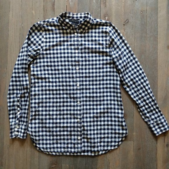 J Crew Classic Fit Boy Shirt in Gingham Plaid Button Up Relaxed 0 Extra … - Picture 3 of 6